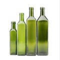 Square Shape Dark Green Color Glass Oil Bottle